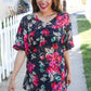 The Perfect Find Black Multicolor Floral Crochet V Neck Top