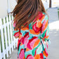 Sieze The Day 3/4 Tie Sleeve Shark Bite Hem Abstract Print Tunic