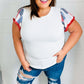 Patriotic Pom Pom Lace Flutter Sleeve Top