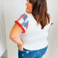Patriotic Pom Pom Lace Flutter Sleeve Top
