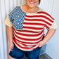 American Flag Jacquard Knit Sweater Top