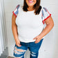 Patriotic Pom Pom Lace Flutter Sleeve Top