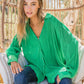The Grass is Always Greener Pleated Silk Blouse