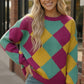 Color Crush Mardi Gras Argyle Knit