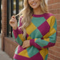 Color Crush Mardi Gras Argyle Knit