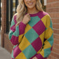 Color Crush Mardi Gras Argyle Knit