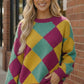 Color Crush Mardi Gras Argyle Knit