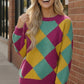 Color Crush Mardi Gras Argyle Knit