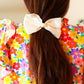 Ivory Satin Pearl Detail Coquette Bow