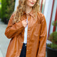 Open Your Heart Rust Vegan Leather Snap Button Shacket