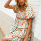 Find Love Floral Print Smocked Neck Puff Sleeve Ruffle Tiered Dress