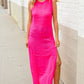 The Perfect Find Hot Pink Pointelle Sleeveless Side Slit Midi Coverup
