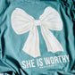 She Is Worthy Graphic Tee - RTS