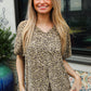 Best In Bold Sage Animal Print V Neck Dolman Side Slit Top