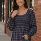 Sweetheart Smocked Navy Plaid Top