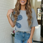 Paisley Patchwork Cactus Tee in Heather Gray