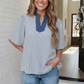 Breezy Stripe Flutter Sleeve Top