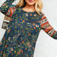 Navy Floral Hacci Babydoll Ethnic Sleeve Top
