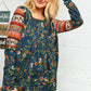 Navy Floral Hacci Babydoll Ethnic Sleeve Top