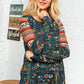 Navy Floral Hacci Babydoll Ethnic Sleeve Top