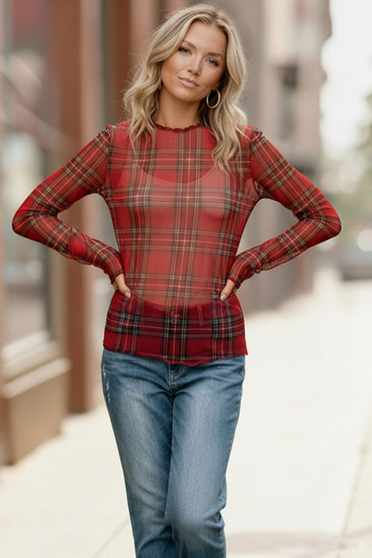 Plaid Babe Sheer Top