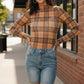 Chai Latte Plaid Mesh Mock Neck