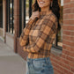 Chai Latte Plaid Mesh Mock Neck
