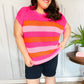 Feeling Bold Fuchsia & Orange Stripe Short Sleeve Dolman Sweater