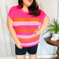 Feeling Bold Fuchsia & Orange Stripe Short Sleeve Dolman Sweater