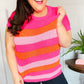 Feeling Bold Fuchsia & Orange Stripe Short Sleeve Dolman Sweater