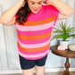 Feeling Bold Fuchsia & Orange Stripe Short Sleeve Dolman Sweater
