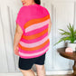 Feeling Bold Fuchsia & Orange Stripe Short Sleeve Dolman Sweater