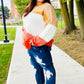 Adorable You Camel & Orange Color Block Sweater