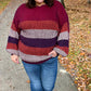 Take All Of Me Burgundy & Navy Stripe Oversized Sweater