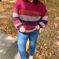 Take All Of Me Burgundy & Navy Stripe Oversized Sweater