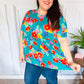 Take Me Away Teal Floral Drop Shoulder Babydoll Top