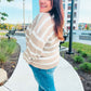Hunter Green & Taupe Striped Color Block Sweater