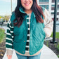 Weekend Ready Hunter Green Snap Button Quilted Puffer Vest