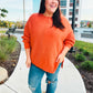 Autumn Vibes Pumpkin Asymmetrical Knit Sweater
