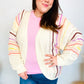 Easy Living Oatmeal Multicolor Stripe Dolman Crochet Cardigan