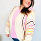 Easy Living Oatmeal Multicolor Stripe Dolman Crochet Cardigan
