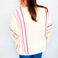 Easy Living Oatmeal Multicolor Stripe Dolman Crochet Cardigan