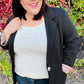 Feeling Bold Black Leopard Tailored Collar Lapel Blazer