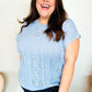 The Perfect Find Sky Blue Dolman Short Sleeve Crochet Sweater Top