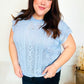The Perfect Find Sky Blue Dolman Short Sleeve Crochet Sweater Top