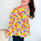 Chasing Dreams Ribbon Tie Bow Babydoll Puff Elastic Sleeve Floral Top