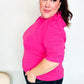Pretty In Pink Mock Neck With Back Ribbon Bow Tie Sweater Top