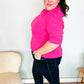 Pretty In Pink Mock Neck With Back Ribbon Bow Tie Sweater Top