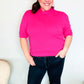 Pretty In Pink Mock Neck With Back Ribbon Bow Tie Sweater Top