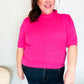 Pretty In Pink Mock Neck With Back Ribbon Bow Tie Sweater Top
